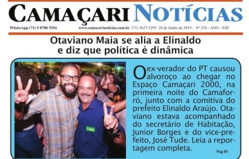 [Edição 210 do jornal impresso Camaçari Notícias aborda aliança entre Otaviano Maia e Elinaldo]